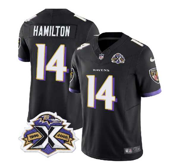 Men & Women & Youth Baltimore Ravens #14 Kyle Hamilton Black 2023 F.U.S.E With Patch Throwback Vapor Limited Stitched Jersey